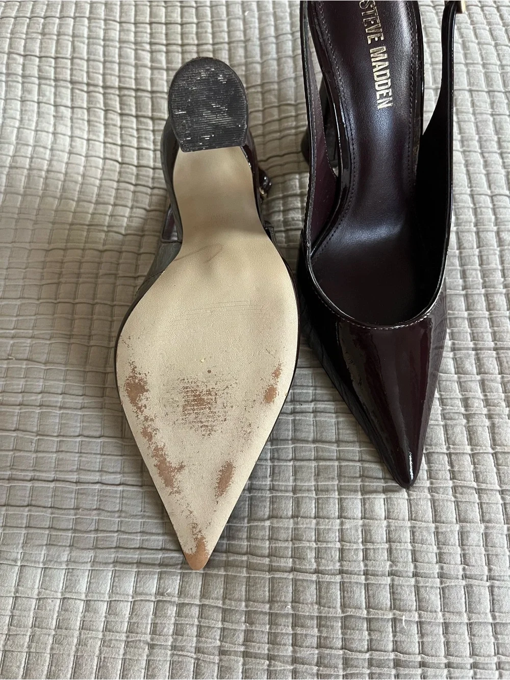 Steve Madden Patent Pointed-Toe Slingback Pumps in Deep Burgundy